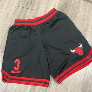 Chicago Bulls Dwayne Wade #3 NBA Red & Black Embroidered Pull-On Shorts size M